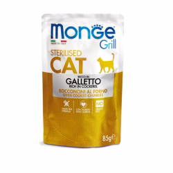 MONGE Grill Sterilised Cat Chunkies in Jelly Rich in Cockerel