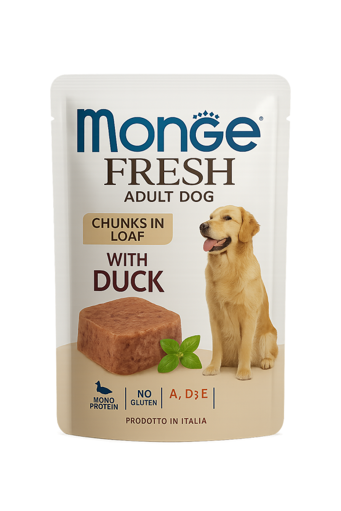 Monge Fresh Adult Dog Chunks in Loaf with Duck