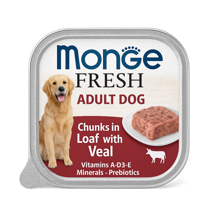 Monge Fresh Adult Dog Chunks in Loaf with Veal