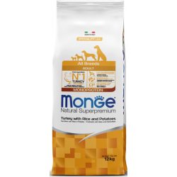 MONGE Natural Superpremium All Breeds Adult Monoprotein Turkey with Rice and Potatoes