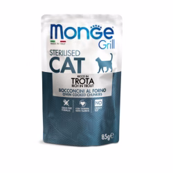 MONGE Grill Sterilised Cat Chunkies in Jelly Rich in Trout