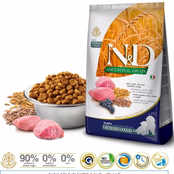 N&D DOG ANCESTRAL GRAIN LAMB & BLUEBERRY PUPPY MEDIUM & MAXI 12 KG