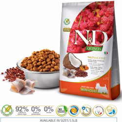N&D DOG QUINOA SKIN & COAT, HERRING & COCONUT ADULT MINI 2,5 KG
