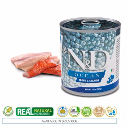 N&D DOG WET FOOD OCEAN TROUT & SALMON 140 GR