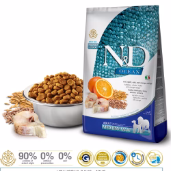 N&D DOG OCEAN  CODFISH. SPELT.OATS & ORANGE ADULT MEDIUM & MAXI 12 KG