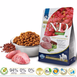 N&D DOG QUINOA DUCK. BROCCOLI & ASPARAGUS NEUTERED ADULT MINI 2.5 KG